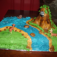Wilderness Birthday Cake Deer, Creek, Rocks, Racoon! That is what my son wanted. I created the old oak tree stump out of cupcakes! Everyone loved it!