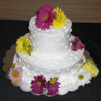 Daisy Cake Bridal Shower Cake. Real flowers.