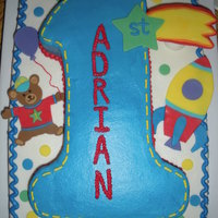 Hugs And Stitches First Birthday Butter cake with chocolate #1. Buttercream with fondant.