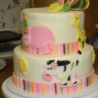 Baby Animals Girls First Birthday Chocolate cake and buttercream with fondant accents. Thanks to Jan14grands and bluecakegirl for the inspiration!