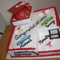 Graduation For Three Three grads, 1 cake. Saw this design on several CC'ers pages, it was a perfect design for this cake. I incorporated sports cars and a...