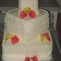 Calla Lillies Three tiered square wedding cake with calla lillies