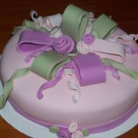 My First Fondant Cake Made for a girl at work whose 2yr old neice is feeling left out of her new baby sisters christening . Overall, I'm happy but in the...