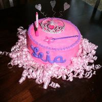 First Birthday Cake This is my first time using "professional" techniques to decorate a cake.I would have liked my buttercream to come out a bit...