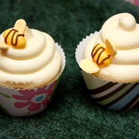 Bees Vanilla cupcake with Sugarshack's buttercream, jellybean bees and fondant wings.