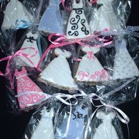 Dress Cookies! My first "pretty" cookies! Brides and bridesmaid dresses.