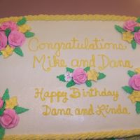 First Sheet Cake With Cursive Writing THIS IS MY FIRST SHEET CAKE WITH CURSIVE WRITING AND ROYAL ICING FLOWERS THAT I MADE FOR A FRIEND FROM WORK.