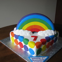Rainbow Birthday! Rainbow cake inside and out, with vanilla bc icing!