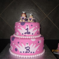 Little Princesses A combined birthday for two little princesses, vanilla cake with chocolate bc