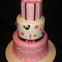 Minnie Mouse 1St Birthday Very pink and girly Minnie Mouse-themed cake for a first birthday.