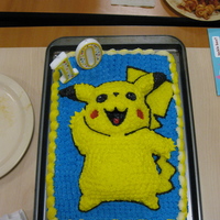 Pikachu Carved Cake The Pikachu was baked in a snowman pan and then carved into the proper shape and placed on a regular sheet cake.