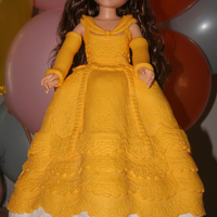 Belle This cake was made with an 18 inch Belle Doll. Her dress is crispy treat, covered with white chocolate and fondant. The cake itself was a &...