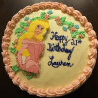 Sleeping Beauty Cake This is two layer yellow butter cake with raspberry bc frosting filling and traditional vanilla bc on the outside of the cake. I piped...
