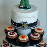 Ben 10 Cupcake Tower All decorations hand made fondant. Created for a 4th birthday party.