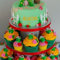Dorothy The Dinosaur Cupcake Tower (The Wiggles) Created for my niece's 1st birthday party. All decorations were hand modelled using fondant. Cakes were mud cake and frosted with...