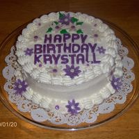 Krystall's Birthday Cake My first "word of mouth" cake. Client told me "just purple, purple". Found out later the birthday girls favorite...