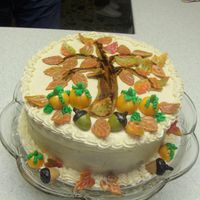 Thanksgiving Cake From ......... Had to post this because my little nephews made the decorations. The cake was a nightmare from the start. Cut badly, filled badly and all...