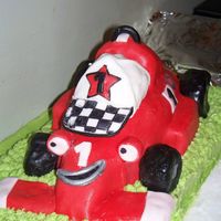 Roary The Racing Car Cake My first ever 3D cake, for my son's 4th birthday. He is a children's tv character in the uk, not sure if he is on in the US.