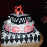 Q's 21St Birthday Black and White with Pink accent. I attempted to make this from a picture that the birthday girl saw online. Comments welcome
