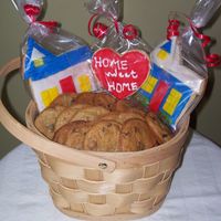 Welcome Home Basket Basket of 3 decorative cookies and chocolate chip cookies I make for my realtor friend who delivers these on the day of a closing