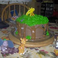 Jungle This was for my son he has a thing for giraffes... chocolate buttercream, chocolate fondant for the tree trunks and gumpaste mmf mix for...