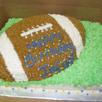 Dscf2061.jpg This is a 1/4 sheet cake with the football pan cake on top. Buttercream icing.