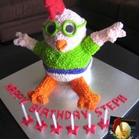 Chicken Little Birthday Cake This was a special request - to make a cake that looked like the picture in the bottom right but 3D - the request was to have the hands in...