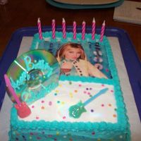 Hanna Montana French vanilla cake with butter cream icing and sugar paper transfer.