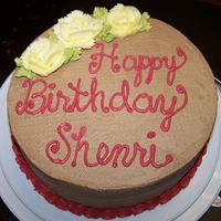 Chocolate Almond Cake cake is double chocolate cake with chocolate almond buttercream. The flowers are almond butercream.