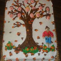 Thankful For Family This is our family tree that I made for our Thanksgiving Day Celebration. It is half butter/yellow cake and half chocolate cake. It is iced...