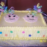 Baby Faces This cake was done for a lady having twins, boy & girl. Was decorated with buttercream and fondant stars. She had to be taken to the...