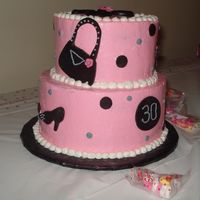 30Th Shoe And Purse Birthday Cake Strawberry Cake with SMBC, Accents are fondant