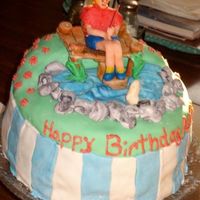 Austin's Fishing B-Day Cake My first crazy cake. I made this one for my nephew's 9th bday. He loves to fish. I made the figure out of candy clay. It didn't...