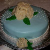 Blue Mmf Cake With Candy Clay Roses 2nd cake i've made with mmf on it and my first attempt at candy clay roses.