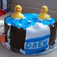 Wooden Washtub Baby Shower Cake 10 inch cake with fondant accents, everything is edible. Wahtub done in chocolate MMF