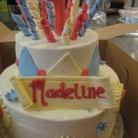 1St Birthday 2 tiers iced in BC wth fondat accents