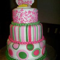 Adilyn Baby Shower Each cake is made to represent one of the nursery fabrics.