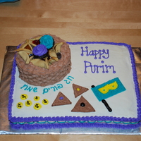 Purim Cake I made this cake for a faculty lunch at my children's school right before Purim. It is traditional to give baskets of food to friends...