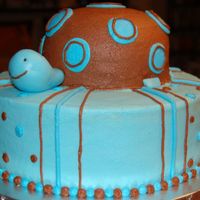 Turt This matched the baby room's theme. Covered in buttercream icing with fondant head, feet, and tail.