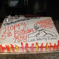 Ghost Rider Cake This cake was for my cousin's little boy who is OBSESSED with the Ghost Rider movie. I agreed to make the cake because I had something...