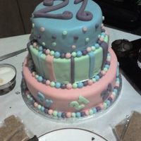 My Sisters 21St Birthday Cake. I made this cake for my sisters 21sy birthday, the top layer is fruit cake, middle is carrot cake and the bottom layer vanilla sponge.