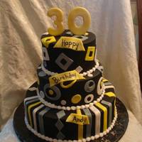 30Th Birthday BC, air brushed black with fondant accents