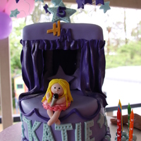 Hannah Montana Stage My daughter wanted a Hannah Montana cake with a stage for her 5th birthday. It is a chocolate mud cake covered with fondant with gumpaste...