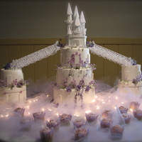 Quinceanera Cake Made this cake/cupcakes for a sweet girl's quinceanera party! Tried to create a fairytale effect by adding tulle and lighting. TFL!