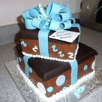 Birthday Gift Box Chocolate cake, and Chocolate buttercream. There are flaws but I am still learning as I go.