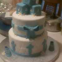 Christening Cake This is a Christening Cake I did for my next door neighbor. It's a two tier with chocolate as the top tier and french vanilla as the...