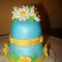 Blue Bell Mini Cake Mini orange cream cake soked with orange liqour,frosted with dark chocolate buttercream and covered with fondant painted in blue. Fondant...