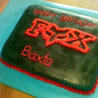 Red Fox Logo On Black Fondant Slab Cake 