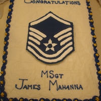 Msgt Promotion Yellow Cake w/ Cream Cheese frostingColorflow stripes set atop mini marshmallows.