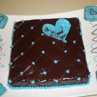 Miss You Chocalate ganache; used square fondant cutter to make the diamond imprint on the ganache, chocolate candy melts heart shape "miss you&...
